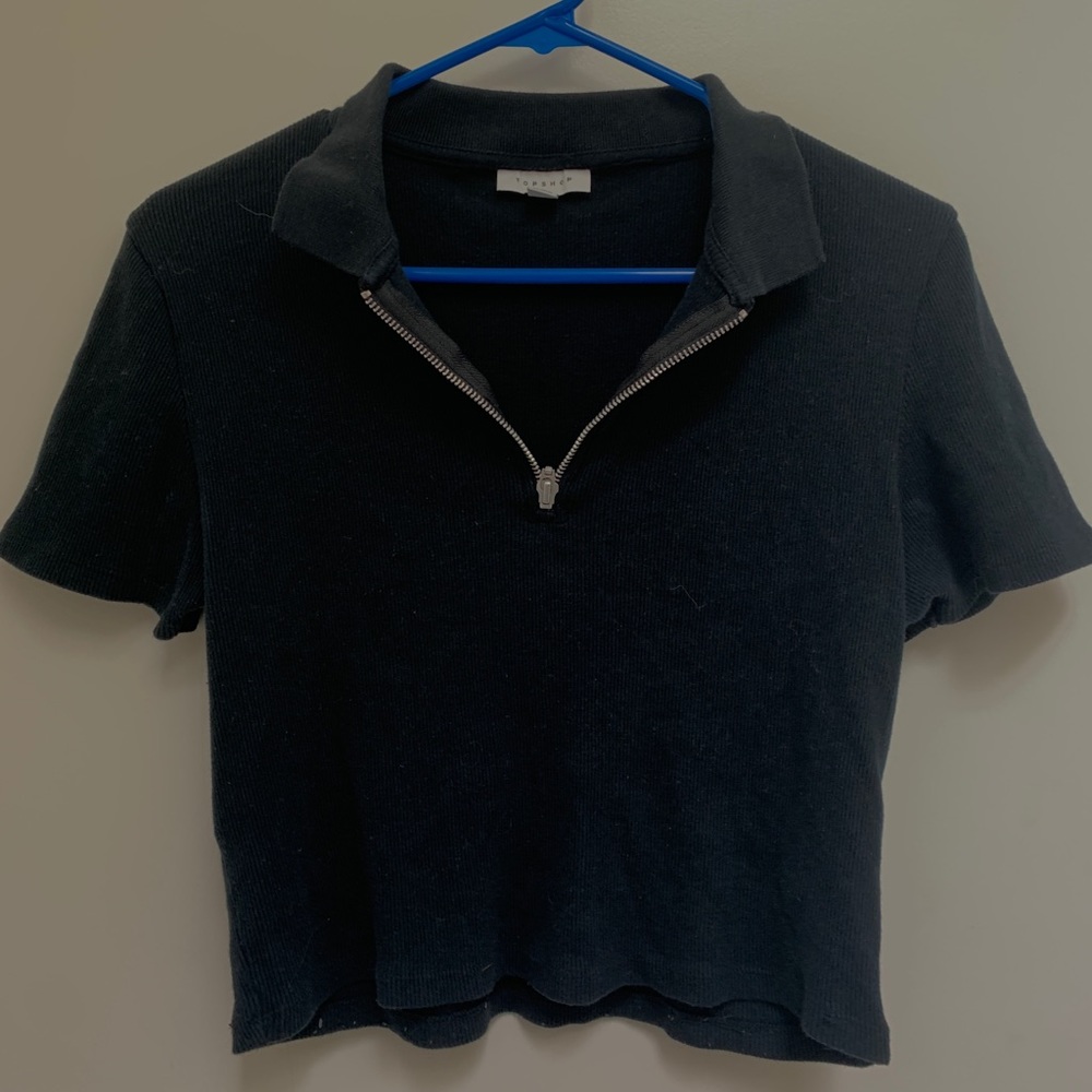 Topshop Cropped Zip Up